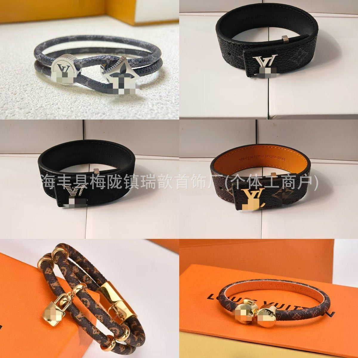 European and American High Quality Donkey Leather Rope Bracelet Clover Men's Leather Printing Presbyopic Bracelet Foreign Trade Cross-Border Direct Sales