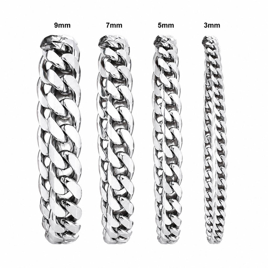 Cross-Border Titanium Steel Non-Fading Bracelet Men's Vacuum Plated Trendy Hip Hop Cuban Chain Women's Stainless Steel NK Chain Accessories Jewelry