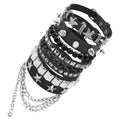 European and American Cross-Border Punk Style Gothic Multi-Layer Pointed Rivet Leather Bracelet Five-Piece Bracelet Bracelet Jewelry Wholesale