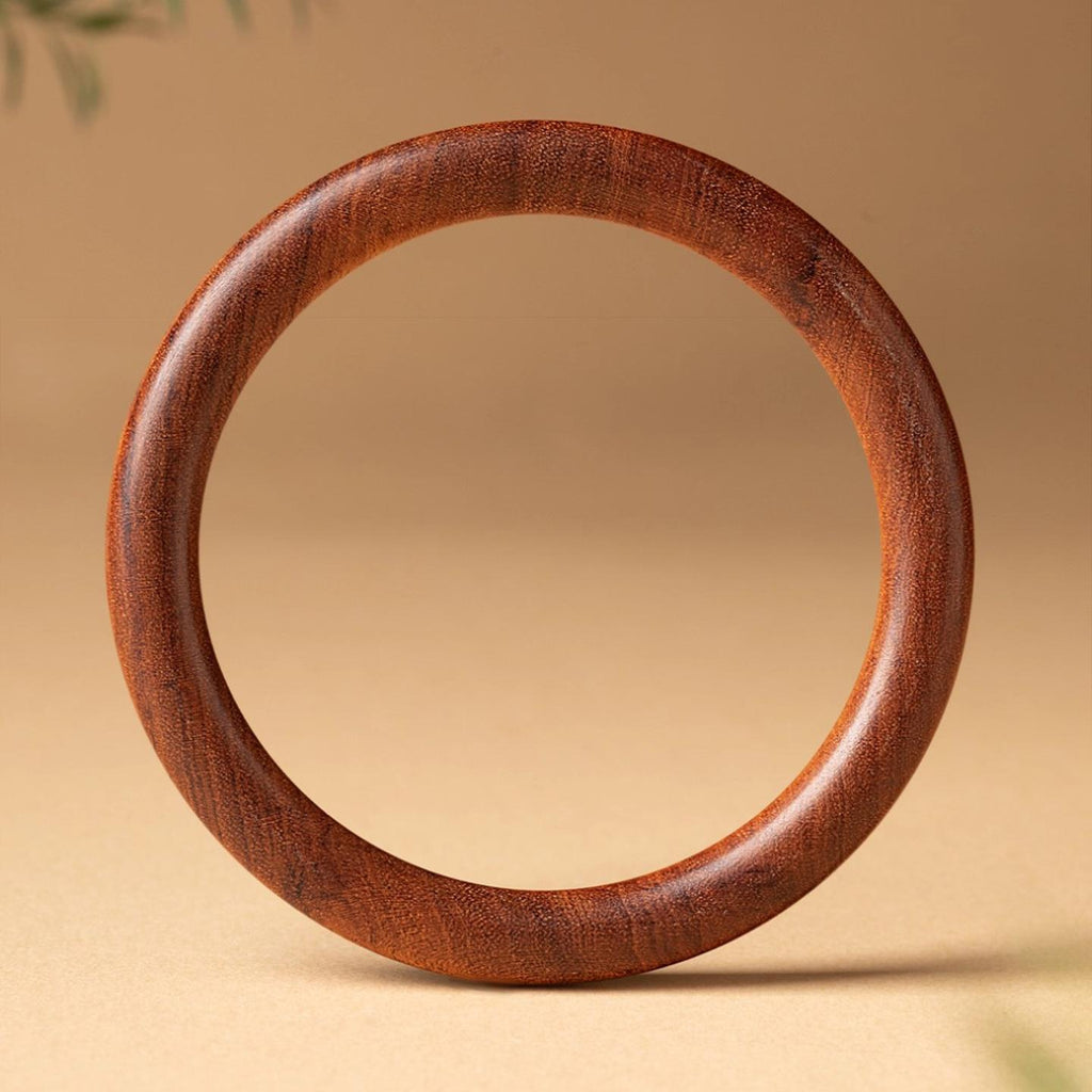 Natural Peach Wood Bracelet Female Sandalwood Red Wood round Bar Plain Ring Wooden Bracelet Simple National Style Chaise Bracelet Light Luxury Wenwan Jewelry
