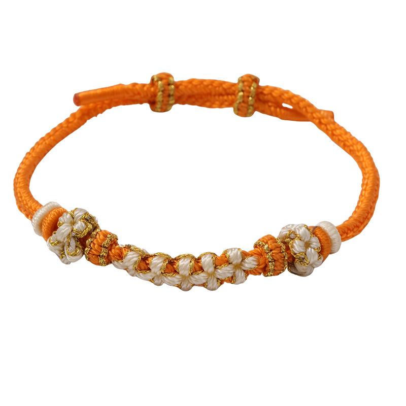 Ethnic Style Bracelet Eight-Strand Woven Dimple Knot Peach Blossom Bracelet Niche Hand-Woven Semi-Finished Bracelet Gift Wholesale