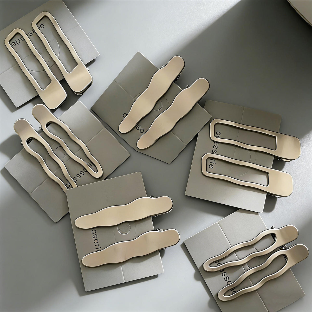 Cold Style Metal Silver Wave Line Hairpin Clip Geometric Rectangular Water Drop Duckbill Clip Bangs Clip New