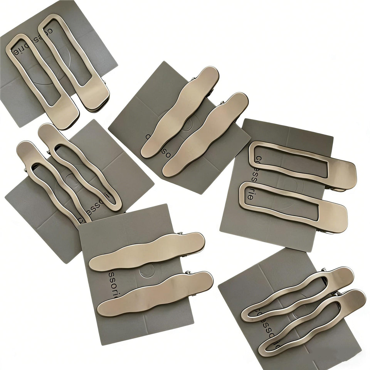 Cold Style Metal Silver Wave Line Hairpin Clip Geometric Rectangular Water Drop Duckbill Clip Bangs Clip New