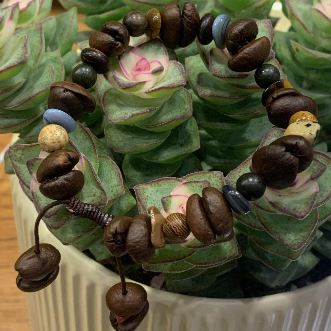 Real Coffee Bean Bracelet Maillard Color Bracelet Morning Eight Workers Essential Morning Rain DIY Bracelet Cartoon