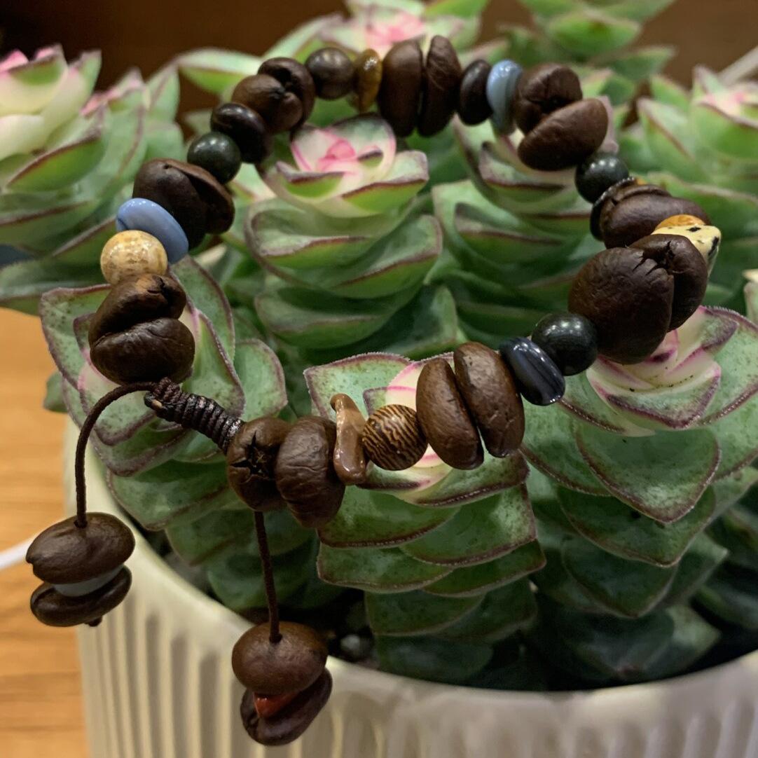 Real Coffee Bean Bracelet Maillard Color Bracelet Morning Eight Workers Essential Morning Rain DIY Bracelet Cartoon