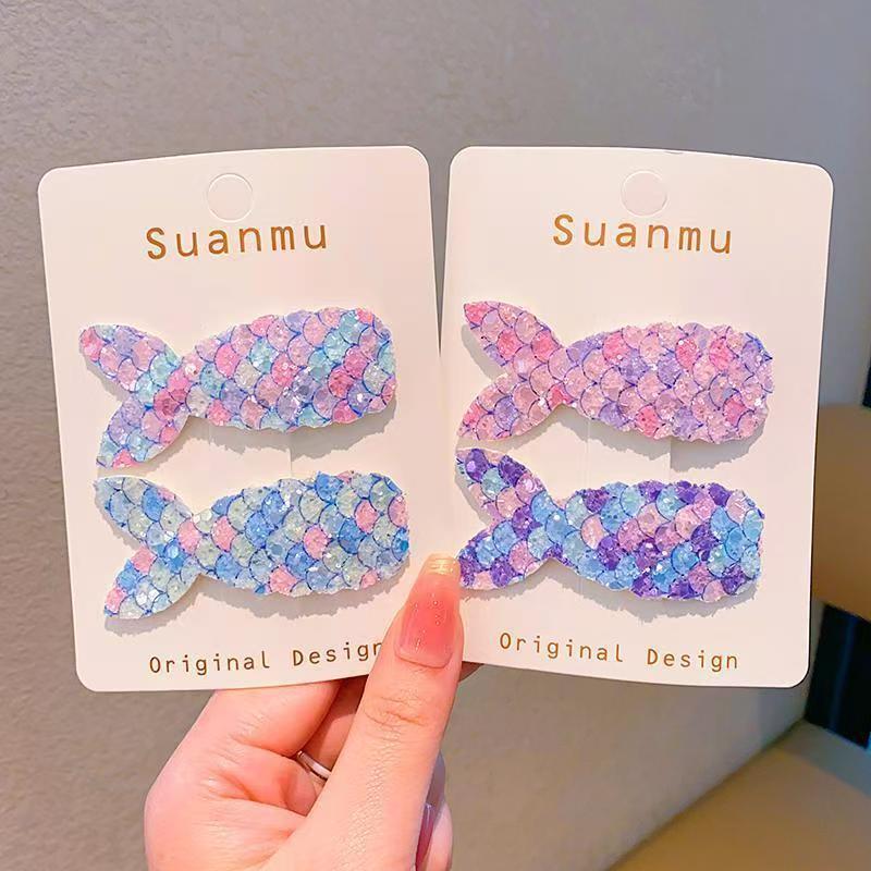 Mermaid Tail Sequin Hairpin Girls' Cute Broken Hair Clip Korean Style Hair Accessories Headdress Flash Diamond Children BB Clip