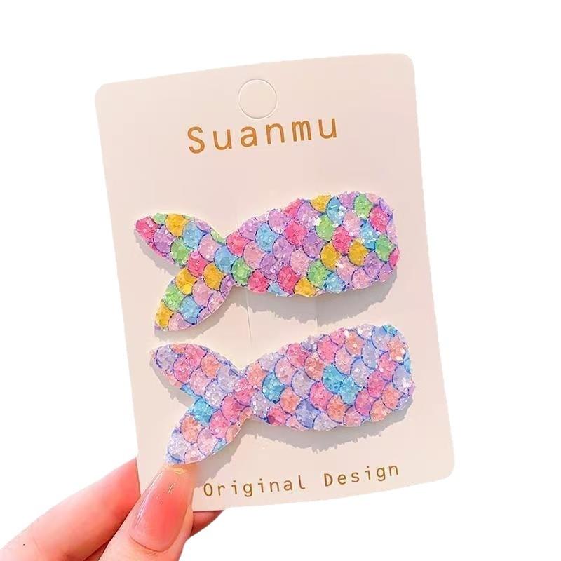 Mermaid Tail Sequin Hairpin Girls' Cute Broken Hair Clip Korean Style Hair Accessories Headdress Flash Diamond Children BB Clip