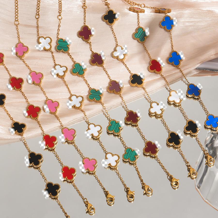 Clover Bracelet European and American Women's Wholesale Jewelry Accessories New Bracelet Women's Jewelry Light Luxury Hot 18K Stainless Steel