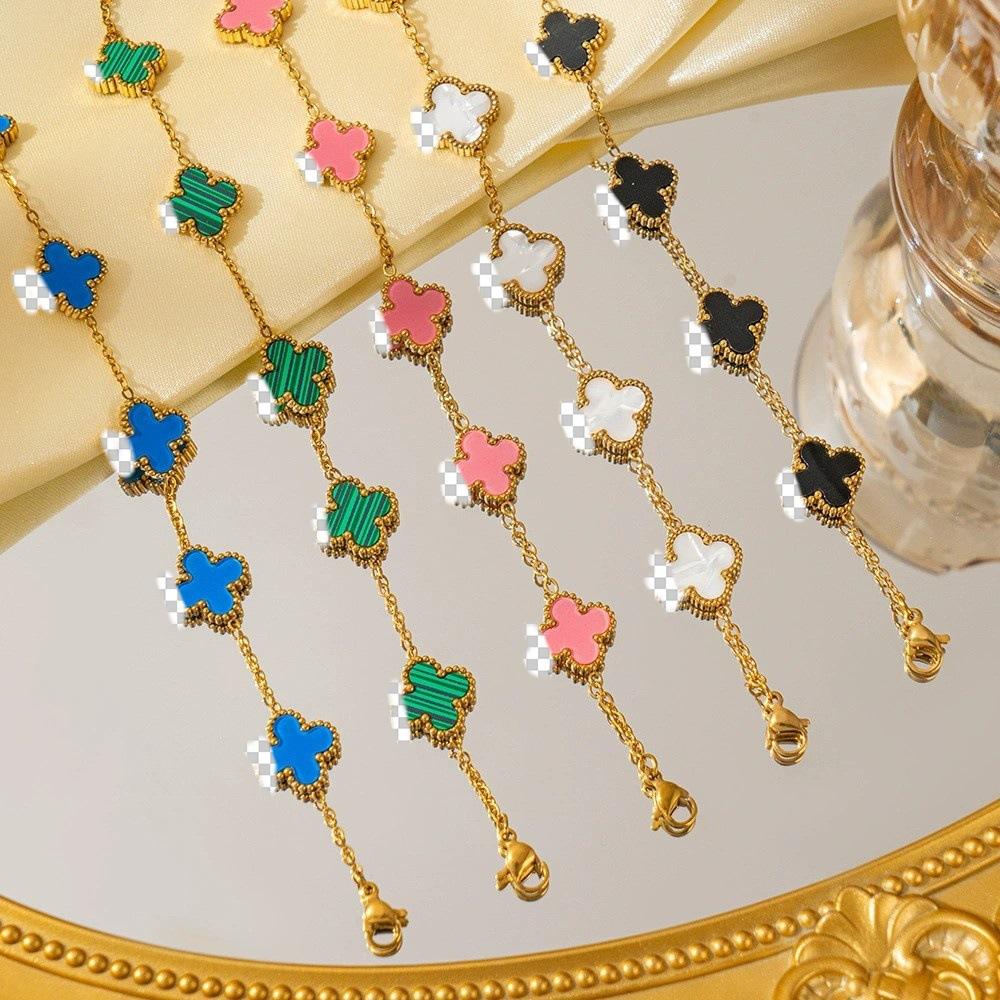 Clover Bracelet European and American Women's Wholesale Jewelry Accessories New Bracelet Women's Jewelry Light Luxury Hot 18K Stainless Steel