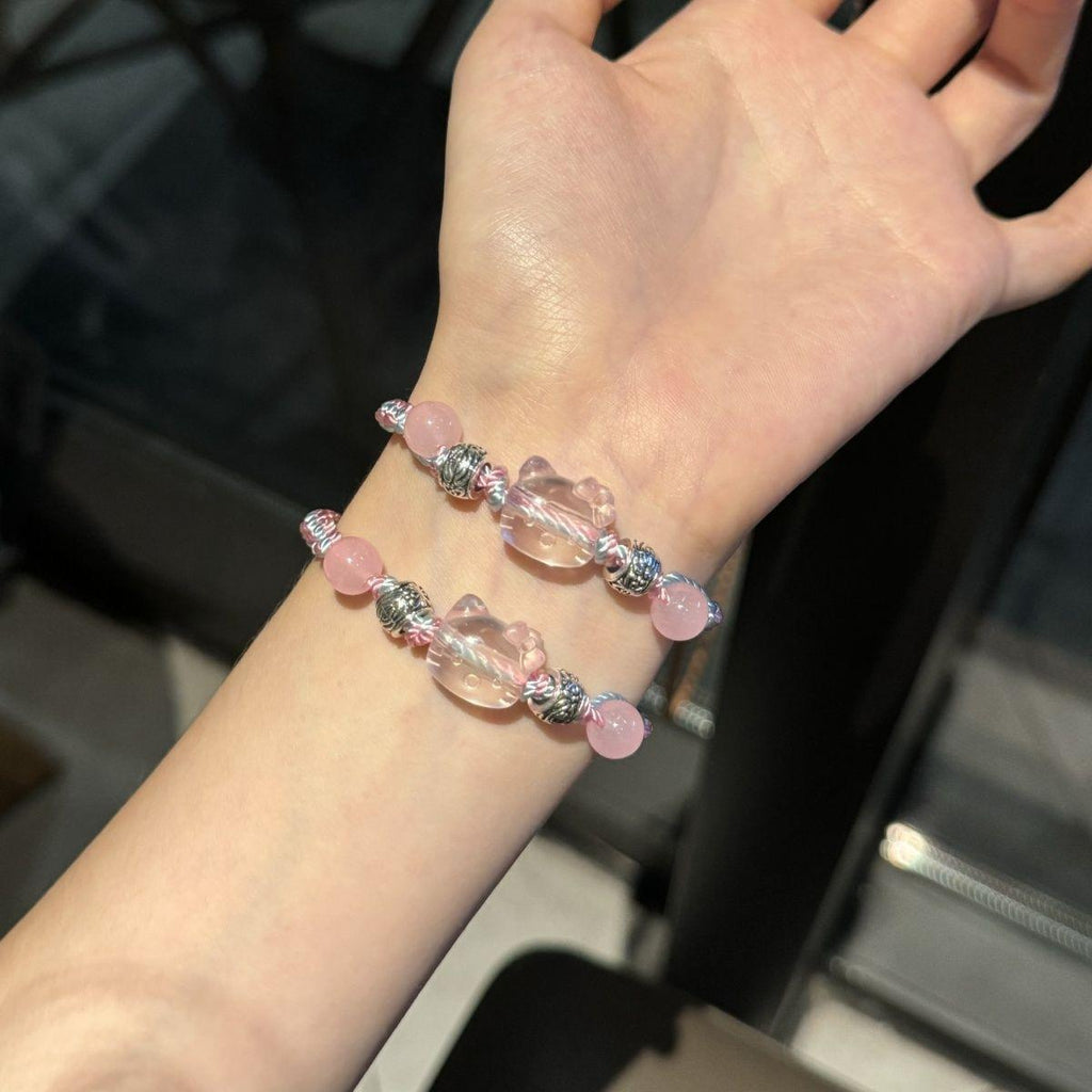 Hellokitty Hand-Woven Blue Pink Bracelet Niche Cute Student Girlfriends Gift Hello Kitty Accessories