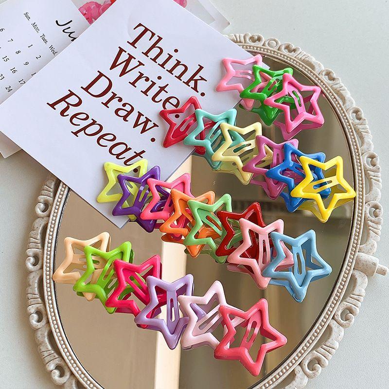Five-Pointed Star Hairpin Dopamine Color Y2g Star Side Clip Hairpin BB Clip Children Bangs Broken Hair Hairpin Customization