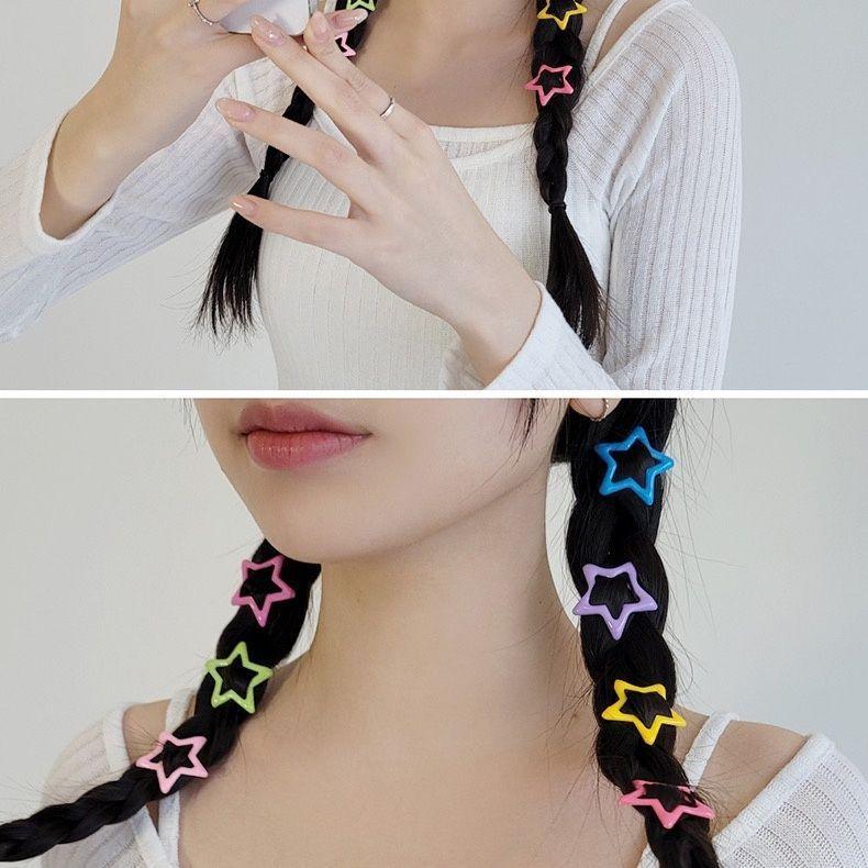 Five-Pointed Star Hairpin Dopamine Color Y2g Star Side Clip Hairpin BB Clip Children Bangs Broken Hair Hairpin Customization