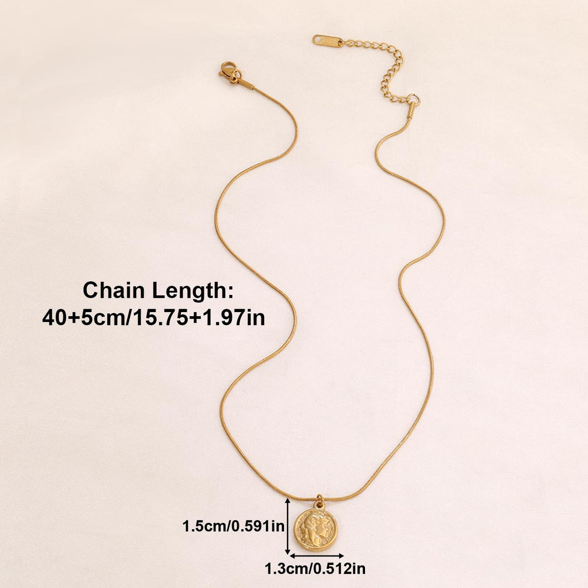 Cross-Border French Retro Portrait Coin Avatar Necklace Female Ins Style Stainless Steel round Coin Pendant Clavicle Chain