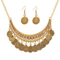 Vintage Golden Coin Necklace Coin Clavicle Chain Ethnic Style Travel Jewelry Jewelry Film and Television Accessories Cross-Border Supply