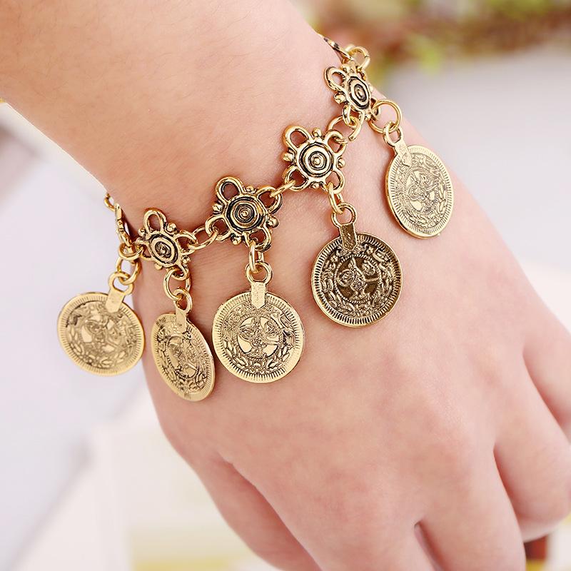 Vintage Golden Coin Necklace Coin Clavicle Chain Ethnic Style Travel Jewelry Jewelry Film and Television Accessories Cross-Border Supply