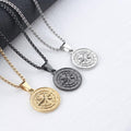 Cross-Border Men's Necklace Stainless Steel Compass Coin Compass Pendant Sweater Chain Jewelry Wholesale Non-Fading