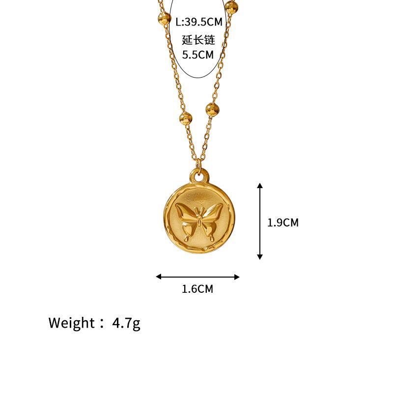 Independent Station European and American Butterfly Coin Stainless Steel Plated 18K Gold Color Protection Accessories Sweater Chain Daily Commuter All-Matching