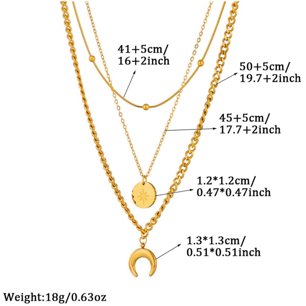Fashion Golden Double-Layer Stacked Hollow round Zinc Alloy Necklace Women's Light Luxury Elegant Clavicle Chain Cross-Border Export