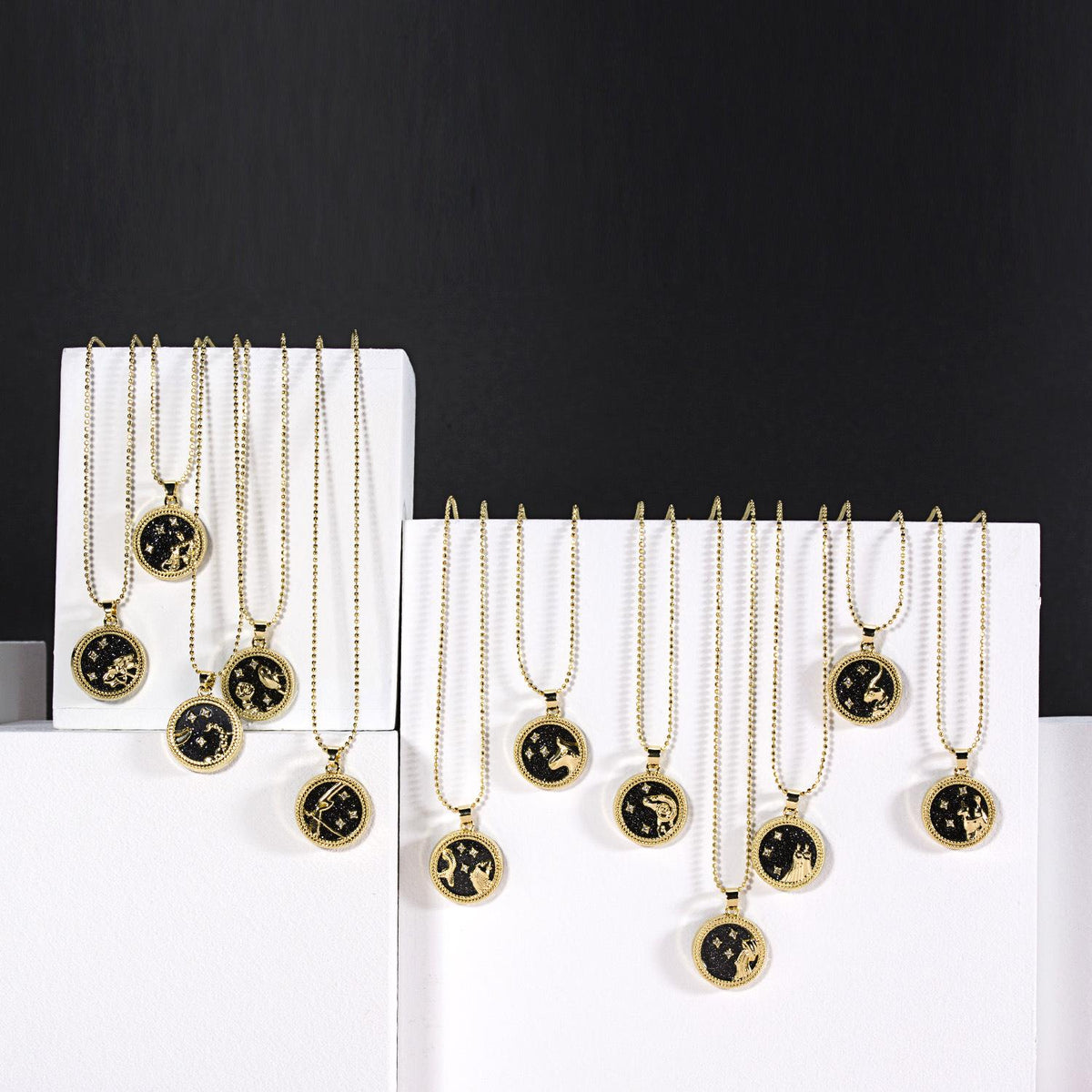 Cross-Border Hot Sale Coin Alloy Clavicle Chain Golden Day and Night Necklace Twelve Constellation Couple Girlfriends Necklace