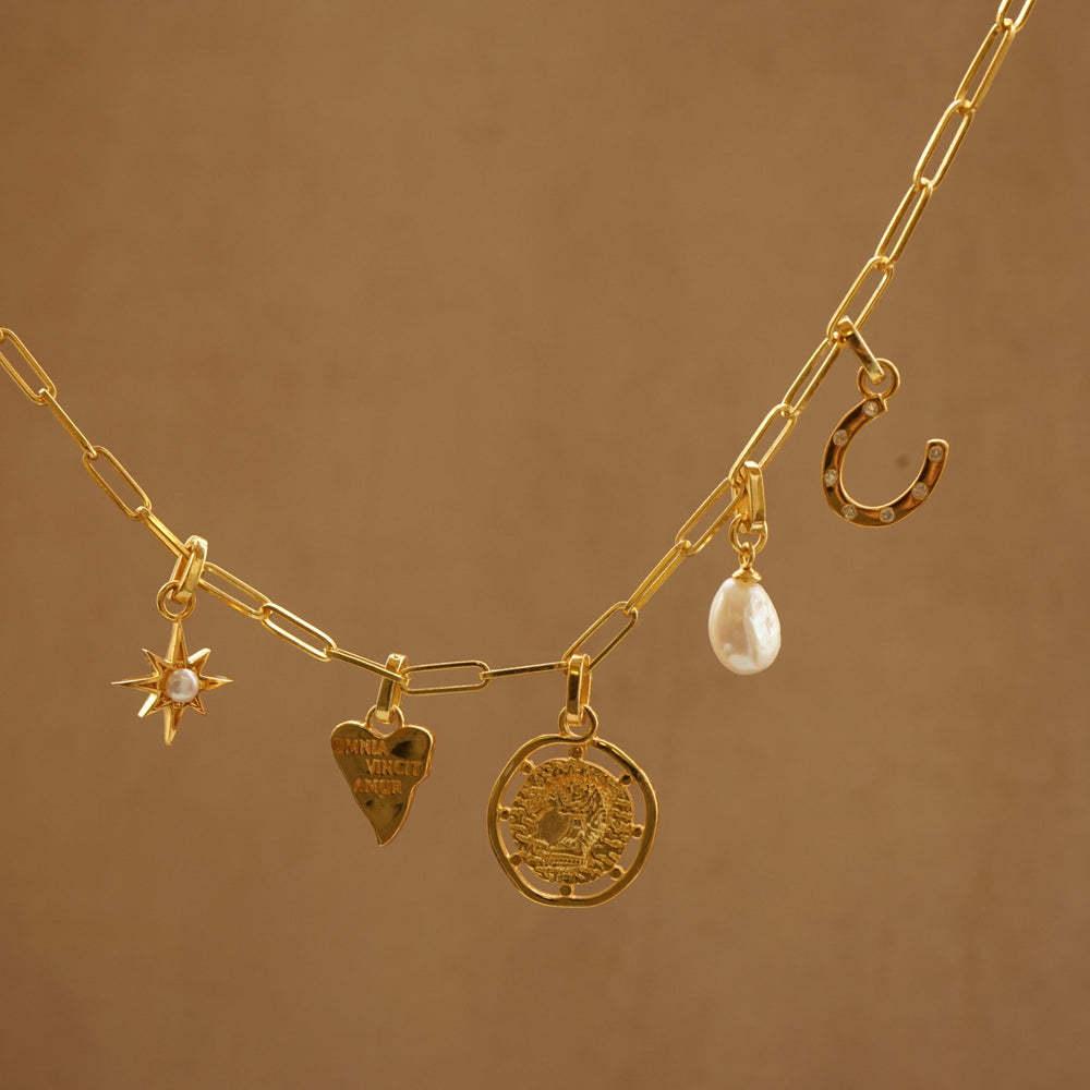 Banana Elephant European and American Stainless Steel New Coin Heart-Shaped Irregular Inlaid Zirconium Agate Natural Stone Pendant Necklace Furnace Real