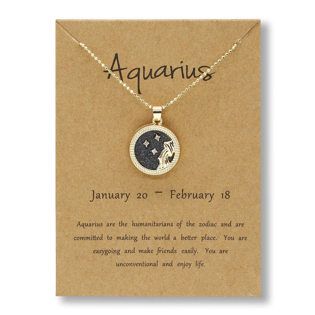 Cross-Border Hot Sale Coin Alloy Clavicle Chain Golden Day and Night Necklace Twelve Constellation Couple Girlfriends Necklace