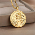 Queen Elizabeth Gold Coin Necklace Titanium Steel Plated 18K Gold Ins Women's Clavicle Chain Creative Gold Coin Accessories