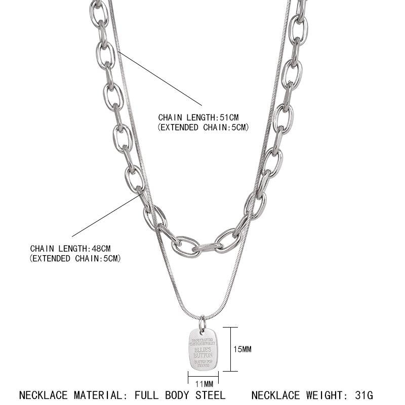 Bath Titanium Steel Hip Hop Necklace Women's Light Luxury Niche Fashion Clavicle Chain Ins Cold Style Long Sweater Chain Accessories