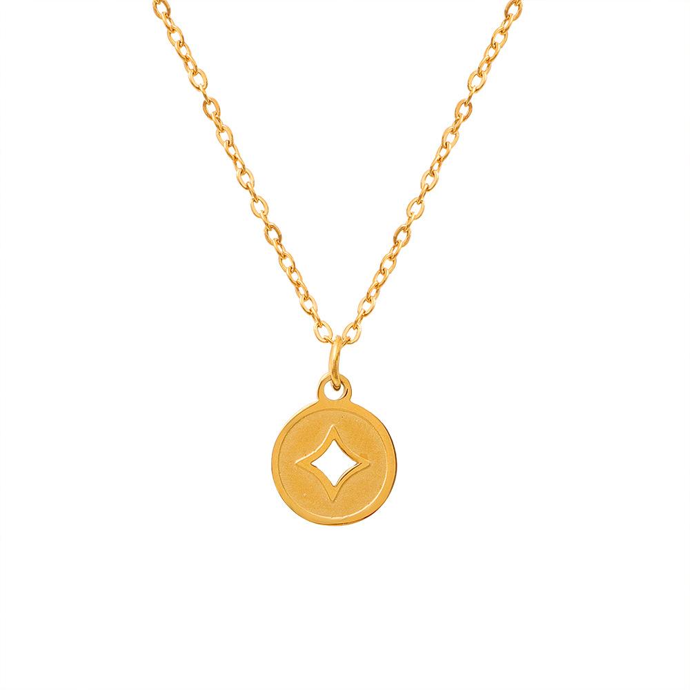 New Titanium Steel 18K Gold Plated Copper Coin Necklace Women's Light Luxury Gold Plated Coin Pendant Coin Gold Coin Design Sense