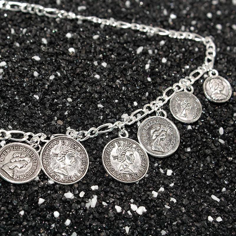 New European and American Popular Cross-Border Jewelry Fashion Simple Portrait Carving Coin Chain Necklace
