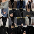 Cross-Border Autumn and Winter Sweater Chain Pearl Necklace Diamond-Embedded Niche Tassel Design Light Luxury Korean Style Women's All-Match High Sense