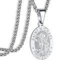 Cross-Border Amazon Stainless Steel Oval Coin Pendant Men and Women Vintage Saint Michael Angel Portrait Necklace