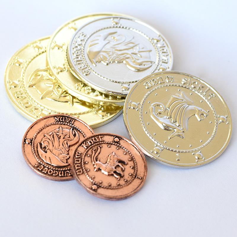Movie Gringe Golden Gallong Commemorative Coin Badge Owl Hourglass Necklace Wand Coin Set