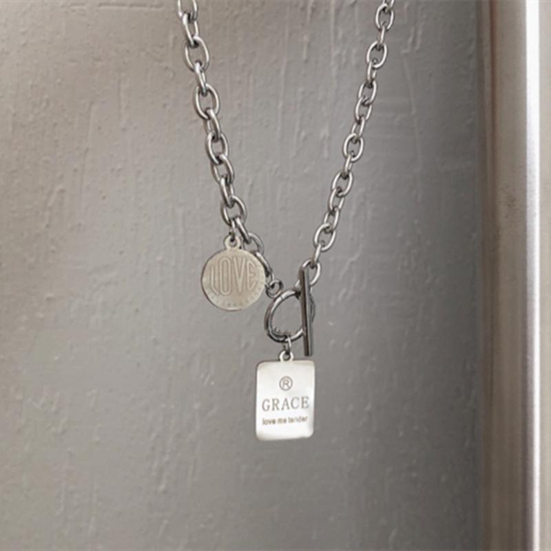 Titanium Steel Non-Fading Coin Necklace for Women Summer 2021 New Trendy Ins Hip Hop Cold Wind Net Red Sweater Chain for Men