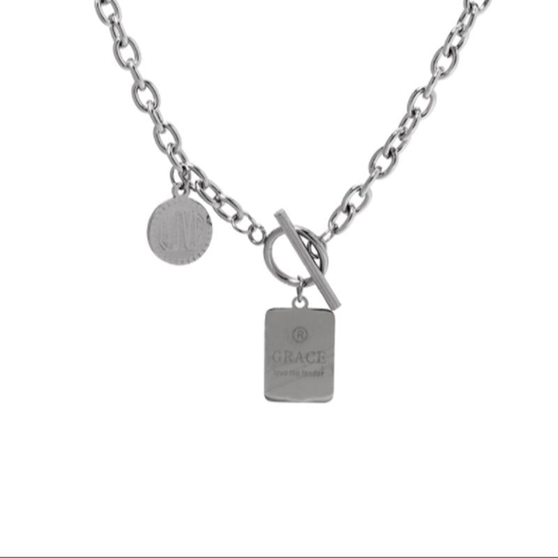 Titanium Steel Non-Fading Coin Necklace for Women Summer 2021 New Trendy Ins Hip Hop Cold Wind Net Red Sweater Chain for Men