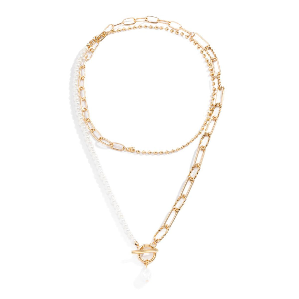 Cross-Border Retro Multi-Layer Stacked Pearl Necklace Female Beauty Head Coin European and American Niche Design Otbuckle Clavicle Chain
