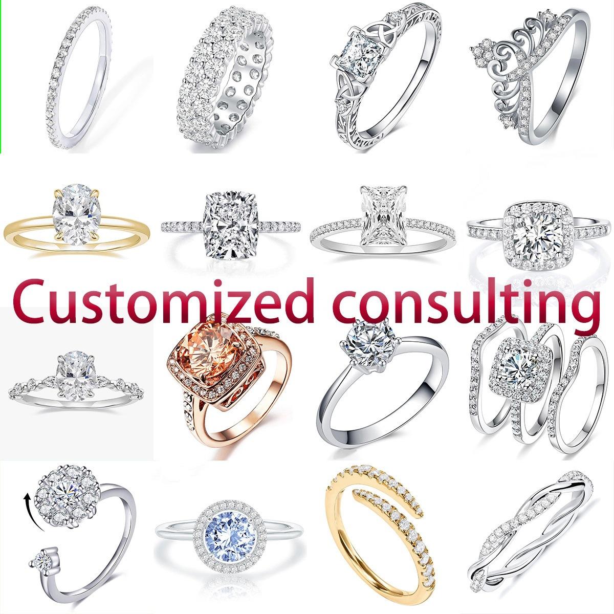 Hong Rong Amazon Popular Cross-Border Zircon Ring Advanced Diamond Ring Carat Single Row Ring Niche Jewelry Factory