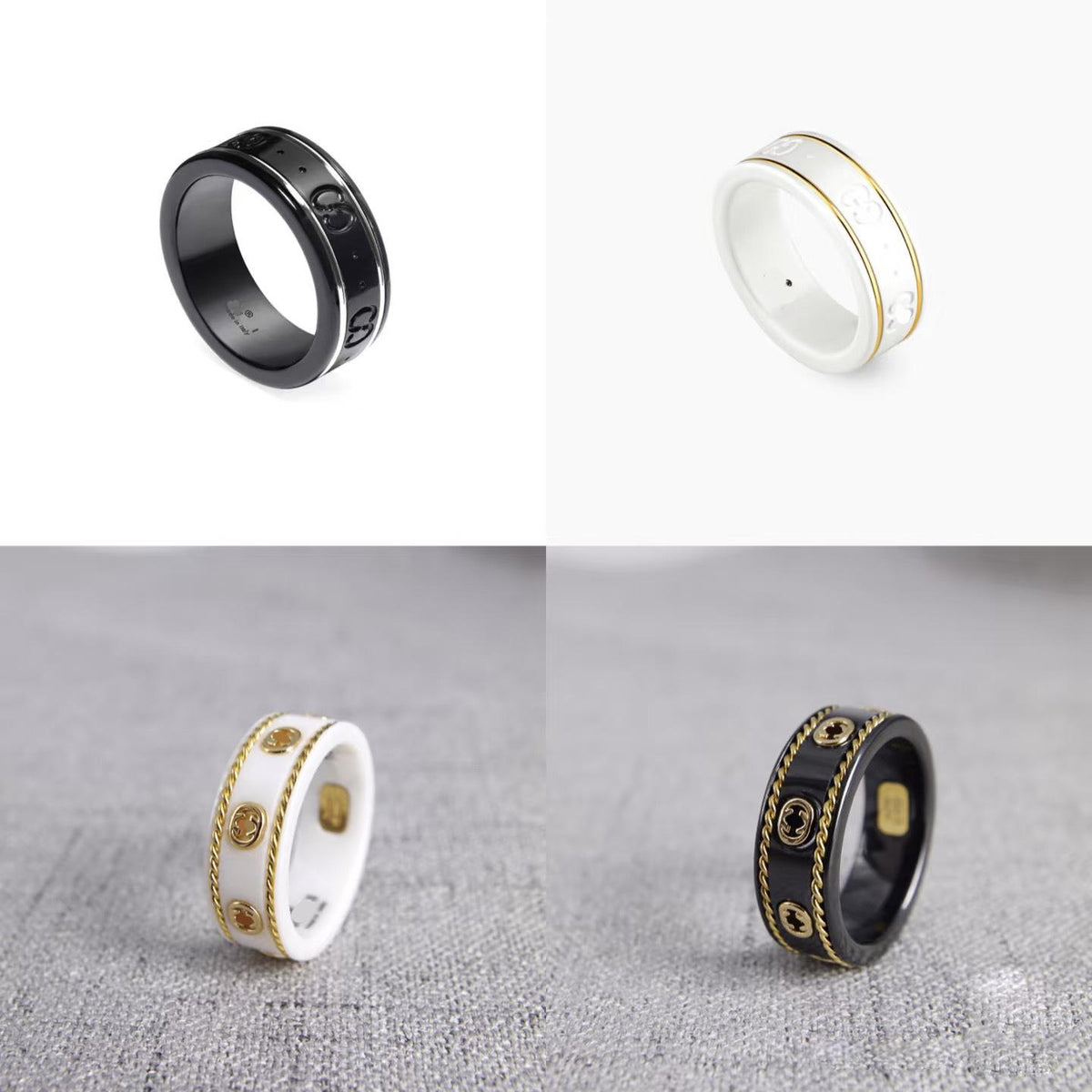 Double G Silver-Plated Guqi Ring Letter G Distressed Men's and Women's Ring Versatile High Sense Couple's Ring Fashion Light Luxury Ring