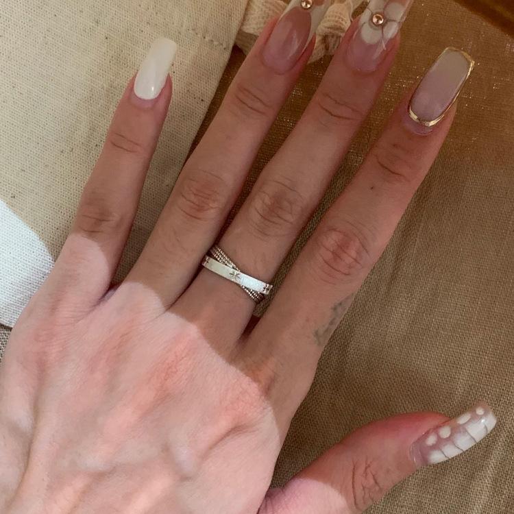 Super Shiny! Mercury Small Double Ring Female Bath Non-Fading Index Finger Ring Vintager Middle and Ancient Niche Ring
