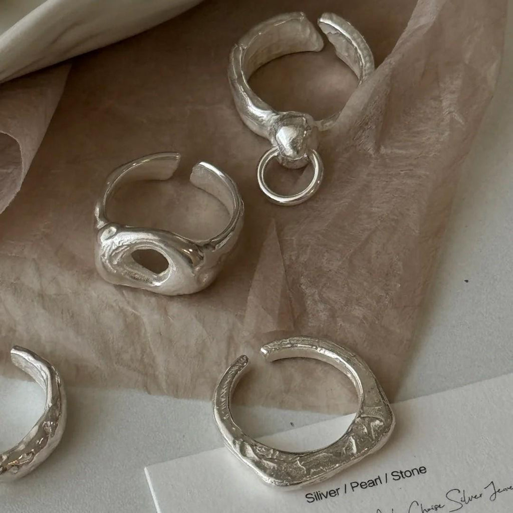925 Sterling Silver Ring Unique Handmade Trace Niche and High Sense Ins Style Most Chic Non-Fading Accessories Wholesale