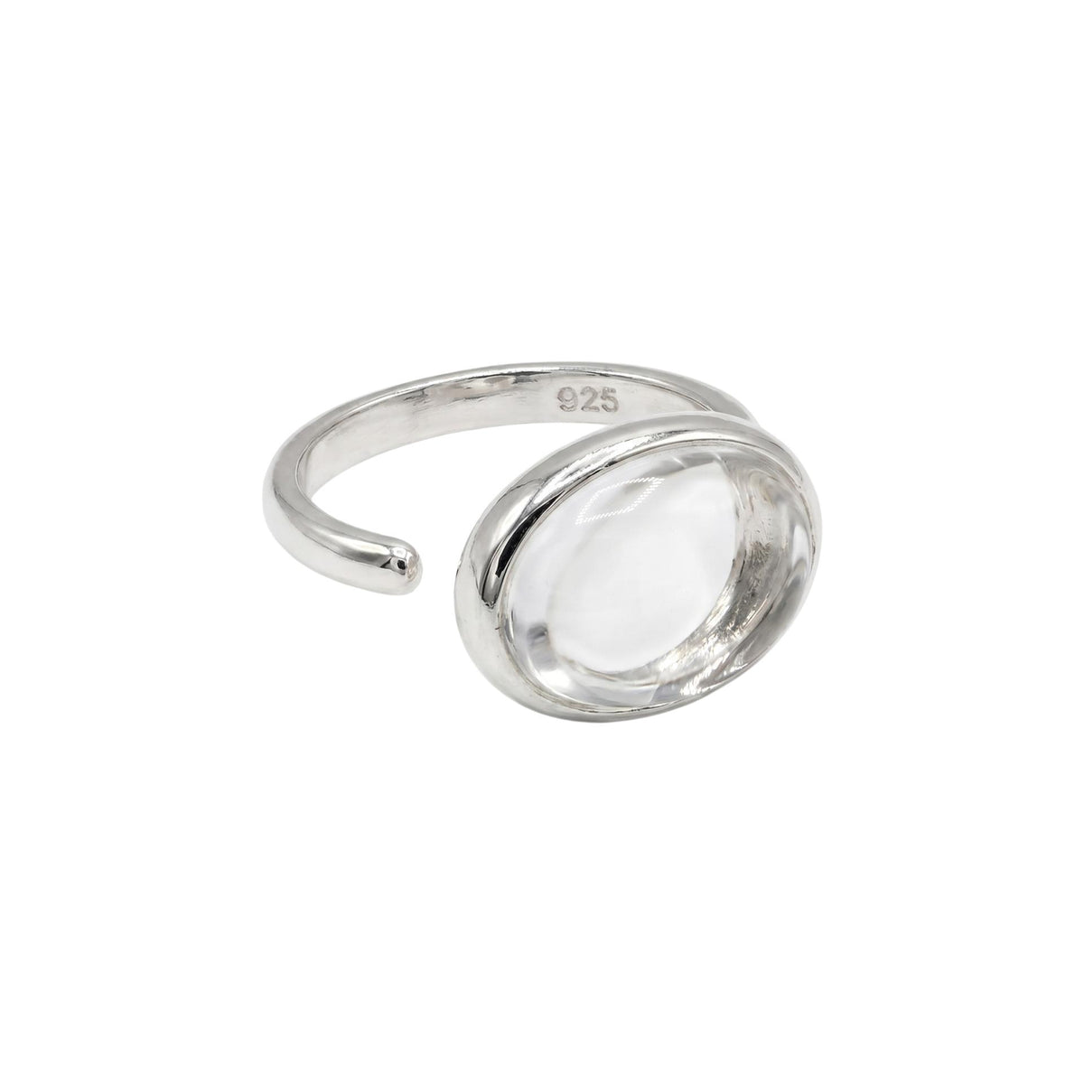 Niche Cold Style Oval White Crystal Ring for Women New Geometric Style Clear Stone Open Adjustable Ring for Women