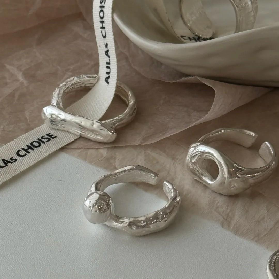 925 Sterling Silver Ring Unique Handmade Trace Niche and High Sense Ins Style Most Chic Non-Fading Accessories Wholesale