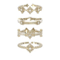 Three Horizontal Jewelry Same Style Titanium Gold Complex Iris Flower Ring Combination Design Sense Light Luxury Jewelry French Retro Women
