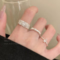 Silver Lace Ring Female Niche Design Light Luxury High-Grade Exquisite Index Finger Ring Stacked Thick Fat Hand Large Ring