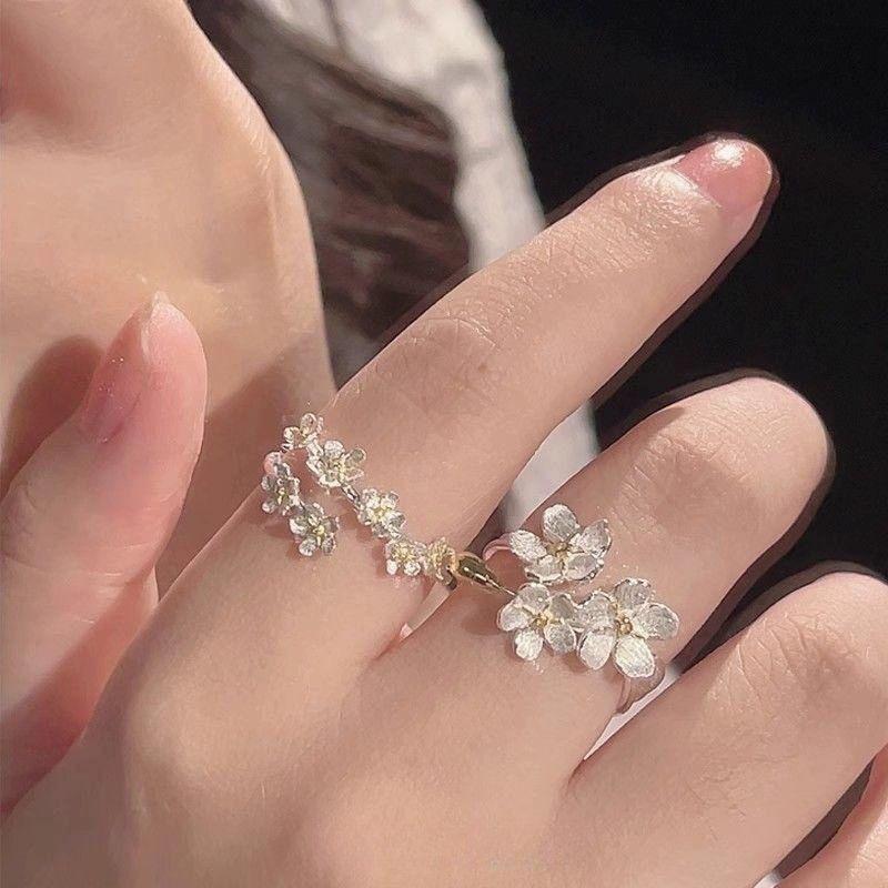 [Flowers like Brocade] Camellia Girlfriends Ring Niche Design Sense Light Luxury Simple Temperament Open Adjustable Ring