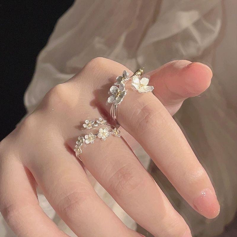 [Flowers like Brocade] Camellia Girlfriends Ring Niche Design Sense Light Luxury Simple Temperament Open Adjustable Ring