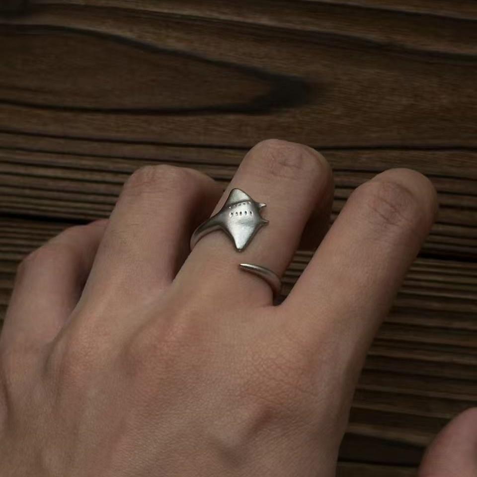 European and American Cross-Border Devil Fish Open Ring Ring Ins New Creative Ocean Style Manta Ray Personalized Fish Ring
