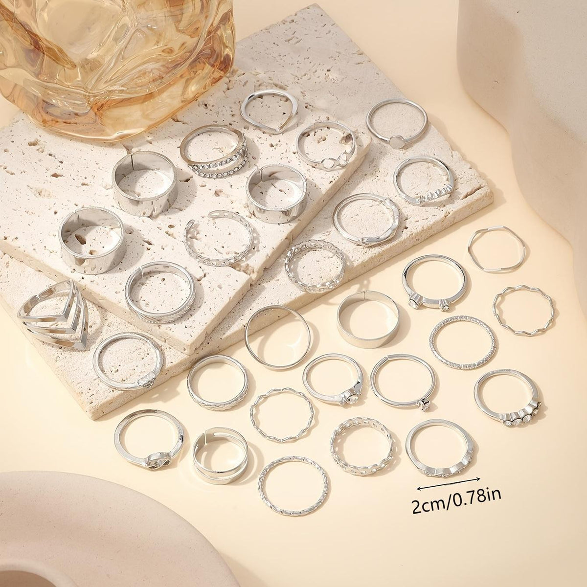 Cross-Border European and American Popular Geometric Creative Ring Set 30-Piece Personalized Irregular Design Women's Ring Wholesale