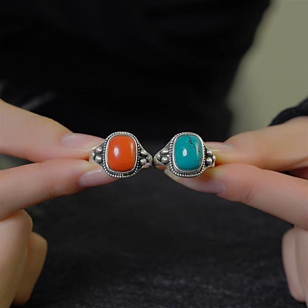 Tibetan Nepal Ring All-Match Elegant Jewelry Open Ring Ethnic Style New Retro Women's Fashion Tibetan Jewelry
