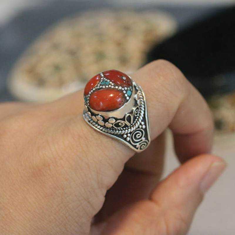 Tibetan Nepal Ring All-Match Elegant Jewelry Open Ring Ethnic Style New Retro Women's Fashion Tibetan Jewelry