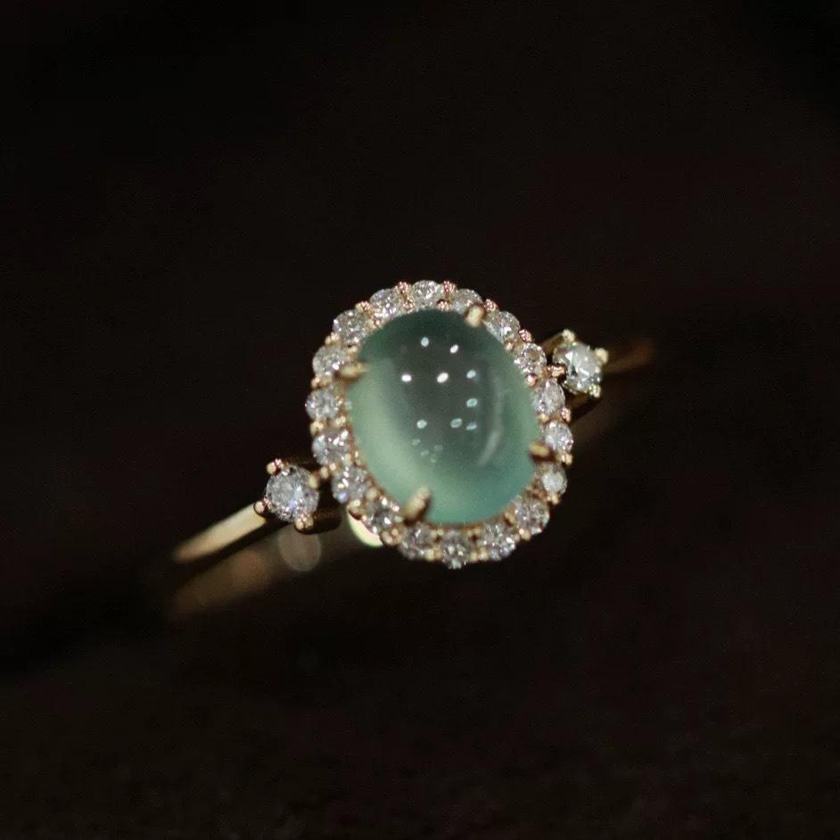 New Chinese Style Imitation Green Chalcedony Ring Female Fashion Exquisite Retro High Sense Ring Niche Design Light Luxury Fashion Jewelry